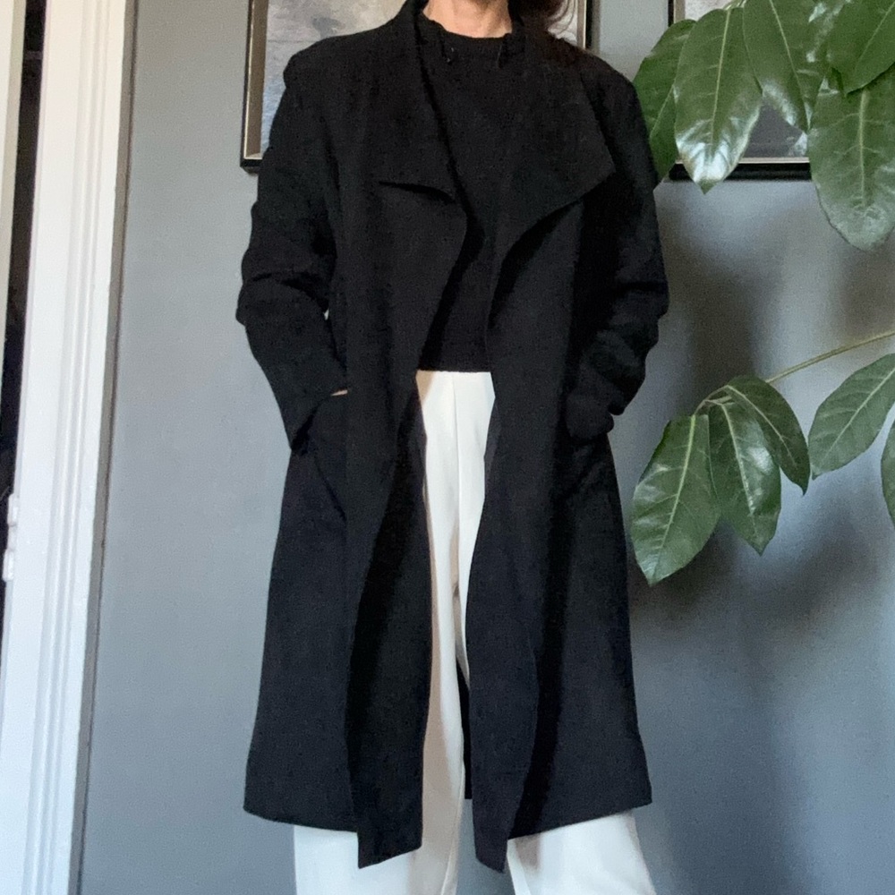 Elegant Black Faux Suede Women's Coat